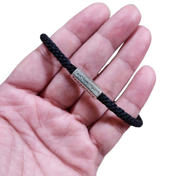 Silver Toned Black Braided Inspiration Adjustable Bracelet - Picture 1 of 5